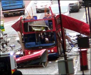 The destroyed London Bus